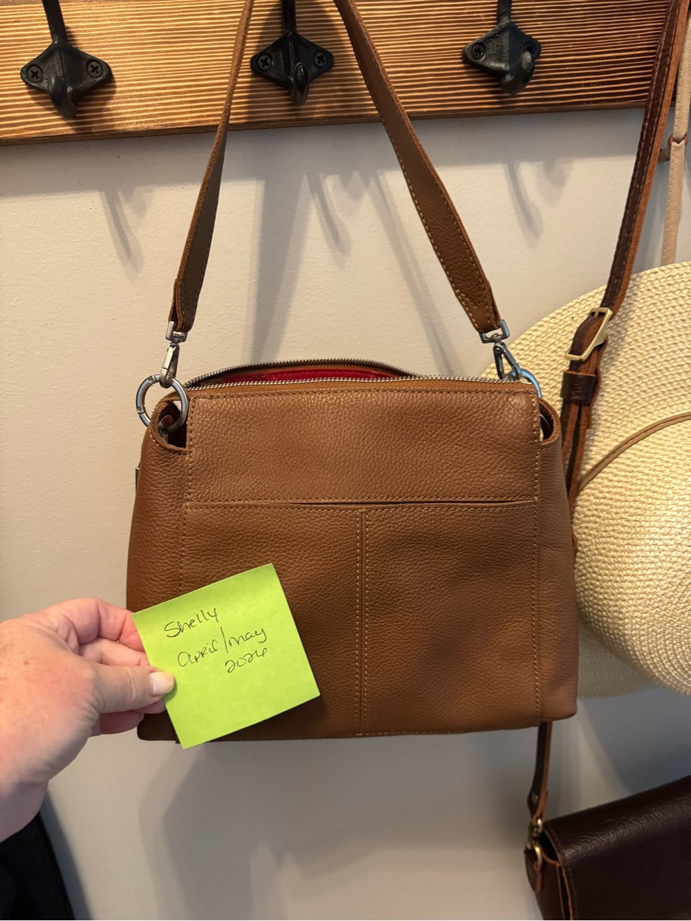 Hammitt Tan Pebbled Leather Shoulder Bag with Silver Studs - Picture 2 of 5